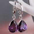 thumbnail image 3 of Anvazise Elegant Women's Purple Rhinestone Water Drops Leverback Dangle Earrings Gift, 3 of 6