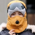 thumbnail image 4 of Pasamontañas de para mujer para adultos, redecilla con capucha, calentador de cuello, cubierta facial, Negras Amarillas shamjiam Gorro de invierno cálido, 4 of 7