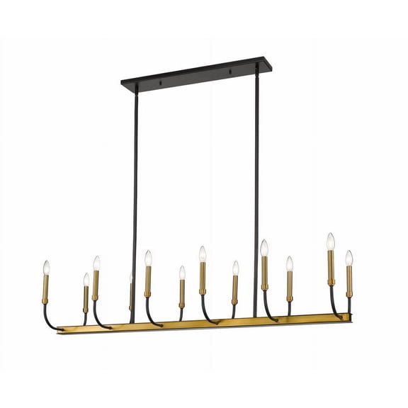 12 Light Island/Billiard In Linear Style 14.5 Inches Wide By 134 Inches High-Matte Black/Olde Brass Finish Z-Lite 479-12L-Mb-Obr