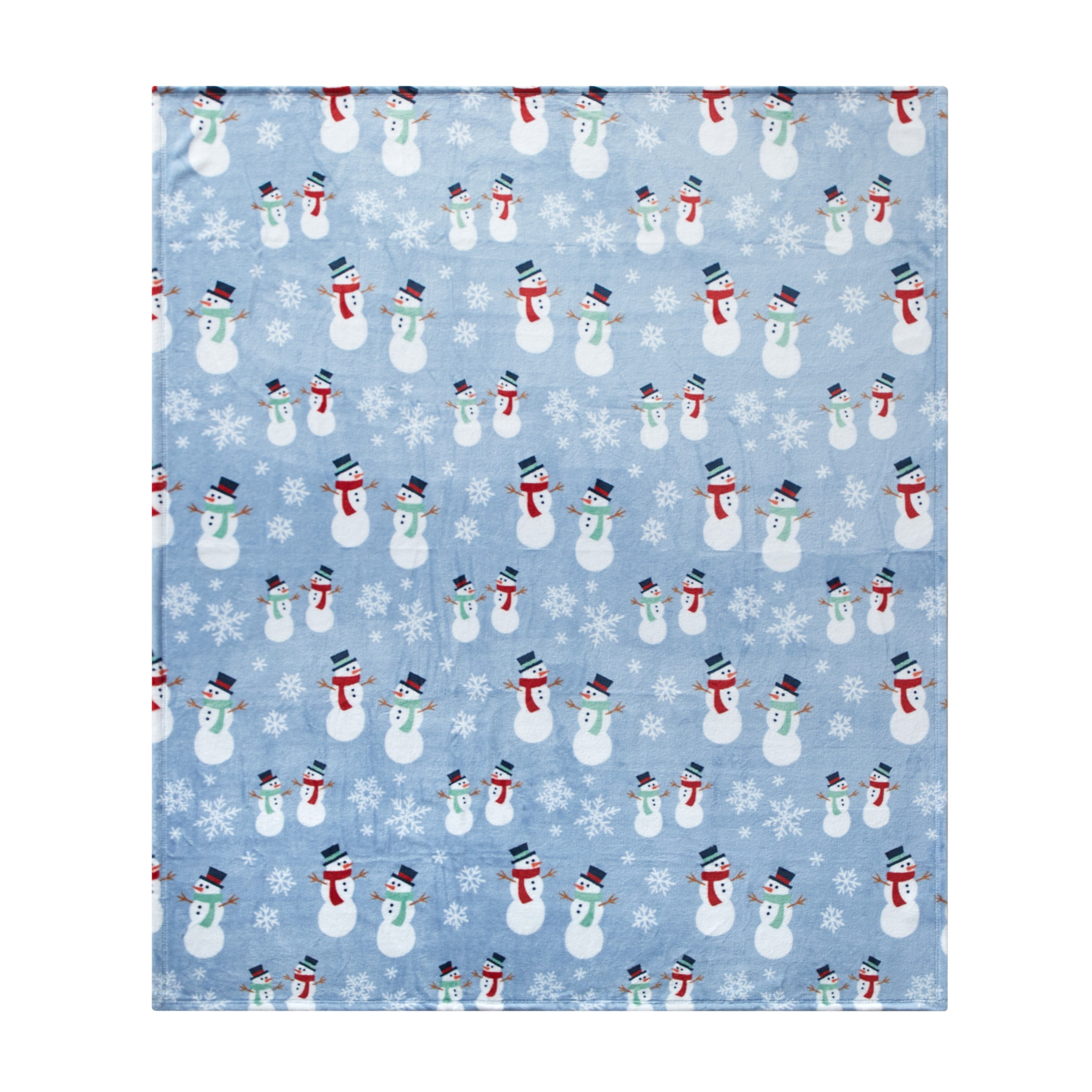 Holiday Time Cozy Christmas Plush Snowman Throw Blanket, Standard Size , All Ages