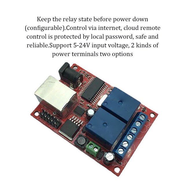 Module de Contrôleur de Relais 2 Voies Ethernet DC 5-24V Carte de Remplacement Interrupteur à Retardement Module de Contrôleur Composants Électroniques Cartes de Circuits Réparation Mise à Niveau Modifiée