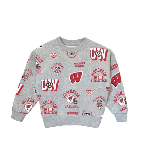 Girls Youth Gameday Couture  Heather Gray Wisconsin Badgers Always On Repeat Pullover Sweatshirt