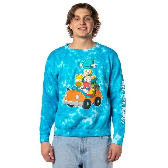 The Simpsons Men's Homer Krusty Sideshow Bob Tie Dye Pullover Sweatshirt
