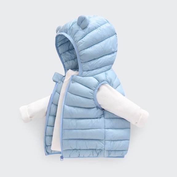 eczipvz Baby Boy Clothes Toddler Kids Baby Boys Girls Winter Warm Sleeveless Jacket Outerwear Solid Bear Ears Vest Coats (Light Blue, 3-4 Years)