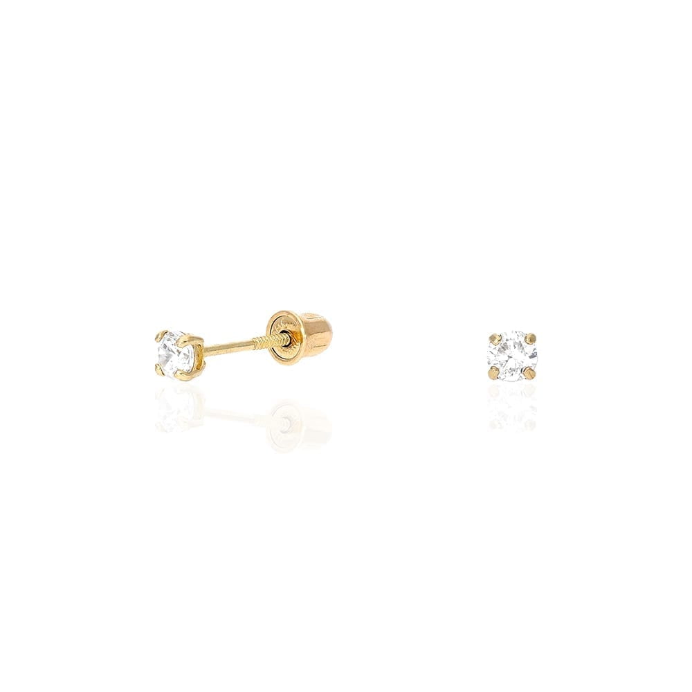 14k Yellow Gold Created Diamond Stud Screw Back Earrings 0.10Ct-4Ct ...