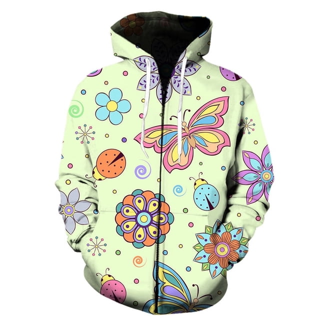 Nuevas sudaderas con estampado 3D de mariposas de dibujos animados, sudaderas casuales con cremallera, sudaderas con capucha de moda, ropa de calle genial, jerséis para hombres, chándal de invierno