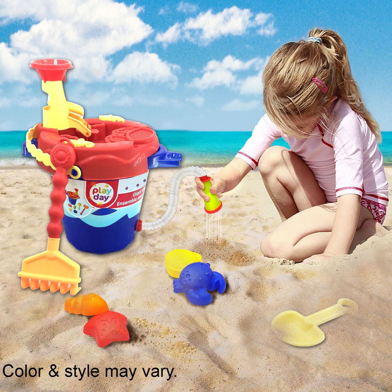 Play Day 10-Piece Beach Bucket Sand Toy Set