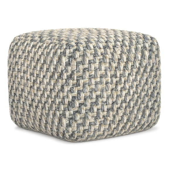 Simpli Home Beatrix 18 inch Wide Boho Pouf in Multicolor PET Polyester, Assembled
