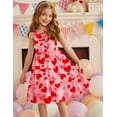 thumbnail image 3 of Arshiner Toddler Girls Valentines Red Heart Sundress Summer Party Casual Spaghetti Strap Midi Dresses for 4-5Y, 3 of 7