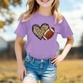 thumbnail image 2 of Trendfront Little Girls Sporty Tops Leopard Cheetah Heart Rugby Football Vintage Print Casual Crewneck Short Sleeve T-Shirt Everyday Active Fitness Gear Tee, 2 of 4