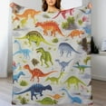 thumbnail image 3 of JEUXUS Hudson Unisex Plush Mink and Sherpa Blanket, Dinosaurs, One Size, 3 of 6