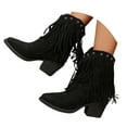 thumbnail image 3 of Western Fringe Pointed Toe Mid-Calf Boots For Women Versatile Plus Size Fashion Ankle Boots With Heel Comfortable Everyday Wear, 3 of 7