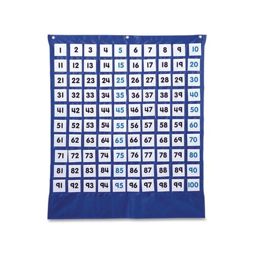 Hundreds Pocket Chart with 100 Clear Pockets Colored Number Cards, 26 x 30