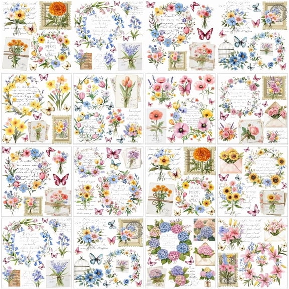 12 Sheets Rub on Transfers for Crafts and Furniture 12 Styles Vintage Floral Hoop Rub on Transfer Stickers PVC Rub On Decals for DIY Home Window Craft Decor 5.5x5.5 Inch Colorful for diy making