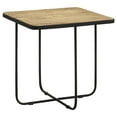 thumbnail image 3 of Travertine & Black Accent Table | Modern Square Stone Top with Artistic Iron Sled Base | 24" Contemporary Coffee/End Table for Living Room | Unique India Made Home Decor, 3 of 7