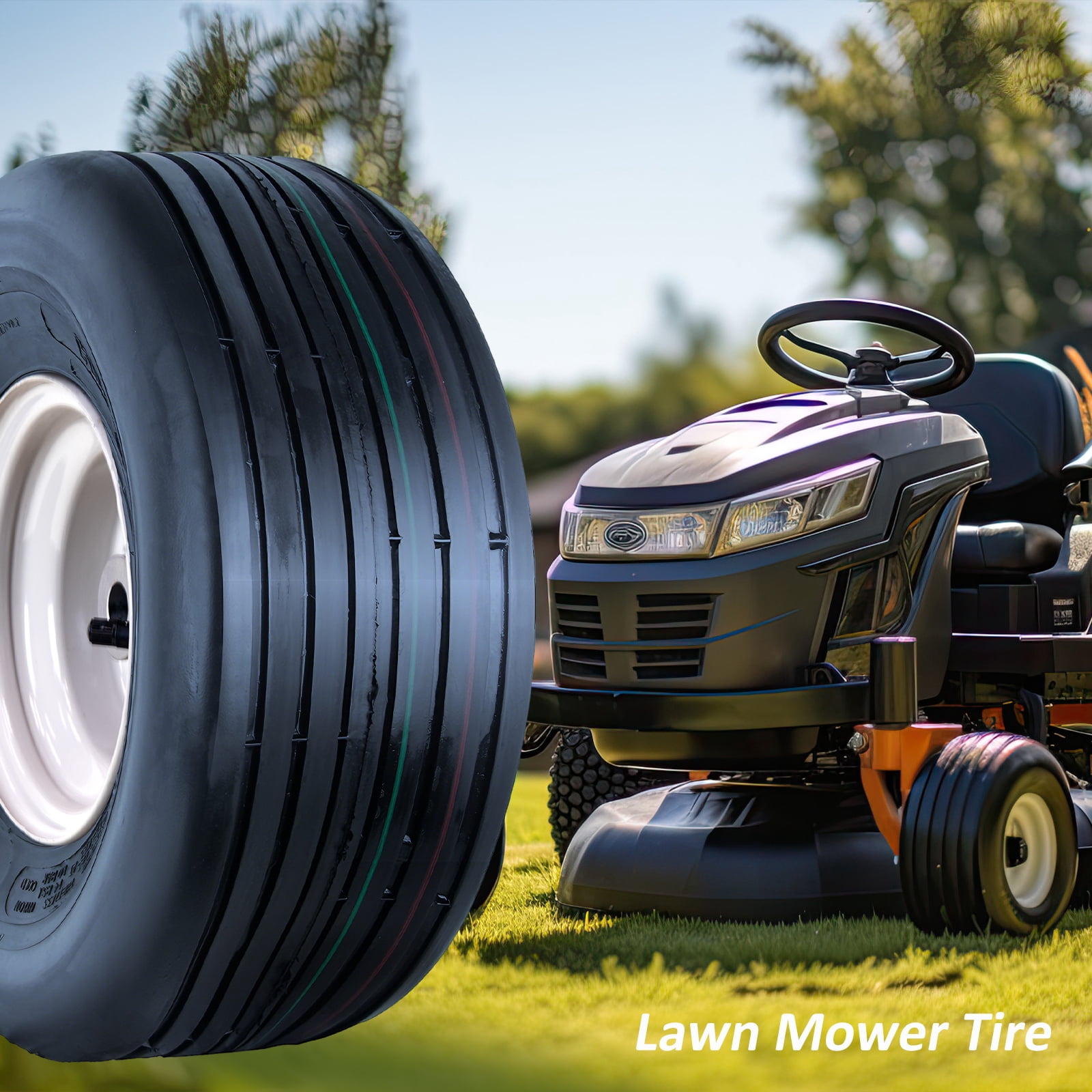 Hi-Run 2 Set SU08 16X6.50-8 2PR Lawn & Garden Tires and Wheel Assembly on 8X5.375 White Wheel with 3/4" Bushing