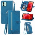 thumbnail image 3 of Case for iPhone 12 mini Zipper Wallet Cover Lanyard Crossbody Neck Strap Compatible with iPhone 12 mini Case, 3 of 5