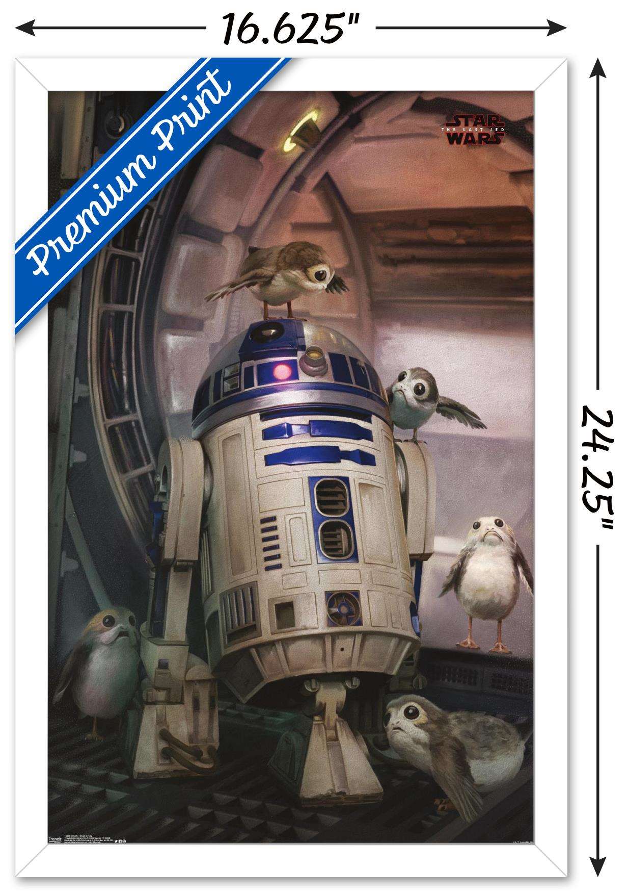 Star Wars: The Last Jedi - Droid And Porg Wall Poster, 14.725" x 22.375", Framed