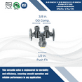thumbnail image 2 of 10 Pcs XFITTING OD Compression 3/8 Inch x 3/8 Inch OD Compression x 1/2 Inch Push Fit Dual Straight Valve, 4-4-1=10XX, 2 of 4