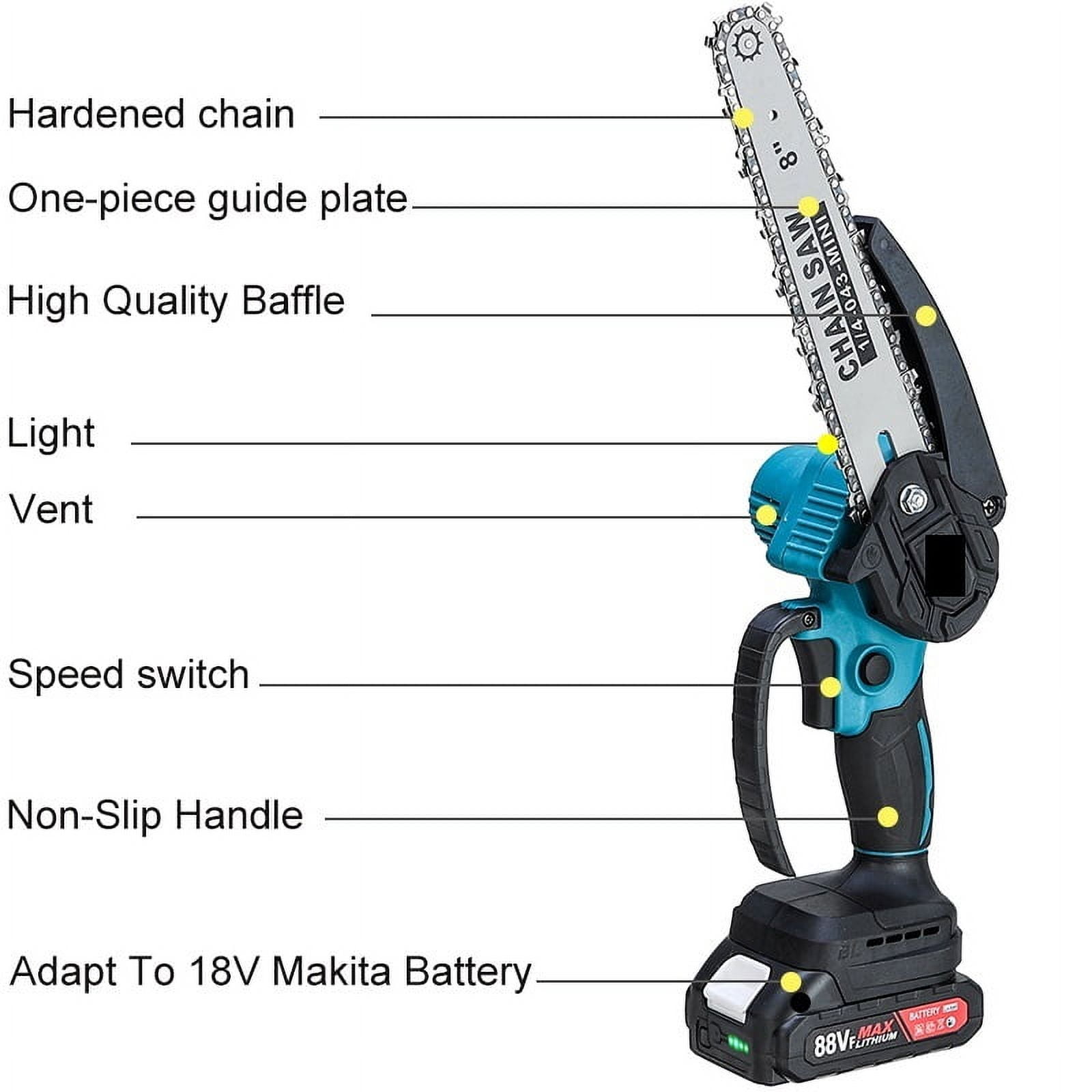 8 Inch Brushless Electric Chain Saw Mini Handheld Pruning Saw Woodworking Electric Chainsaw Cutting Tool for 18V Battery