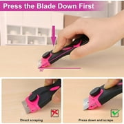 THINKWORK Razor Blade Scraper - Pink Razor Scraper Gift for Women, 2-in-1 Scraper Tool Set with 20Pcs Razor Blades for Removing Window Labels, Decals, Stickers, Glass Stove Top (2 Pack)