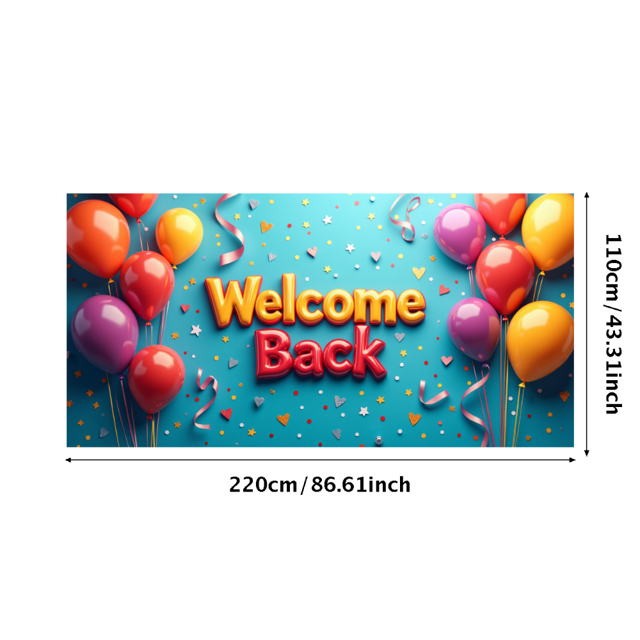 Welcome Back Banner Gradient Heart Stars Party Decoration Background Backdrop for Office Classroom Event Photography Celebration Decors