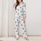 thumbnail image 2 of Balery Funny Chicken Conjunto de Pijama con Estampado para Mujer, Conjunto de Dos Piezas con Manga Larga, Ropa de Dormir Suave con Bolsillos, Pijamas Cómodos-Medium, 2 of 7