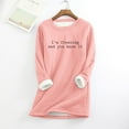 thumbnail image 2 of Honeeladyy Fleece Lined Pullover for Women Winter Warm Fuzzy Sweatshirt Crewneck Solid Color Print Sweatshirts Loungewear Tunic Tops Thanksgiving Gift, 2 of 5