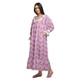 thumbnail image 2 of Moomaya Robe de Nuit Maxi pour Femmes en Coton à Col en V Imprimé avec Bordure Volantée, 2 of 5