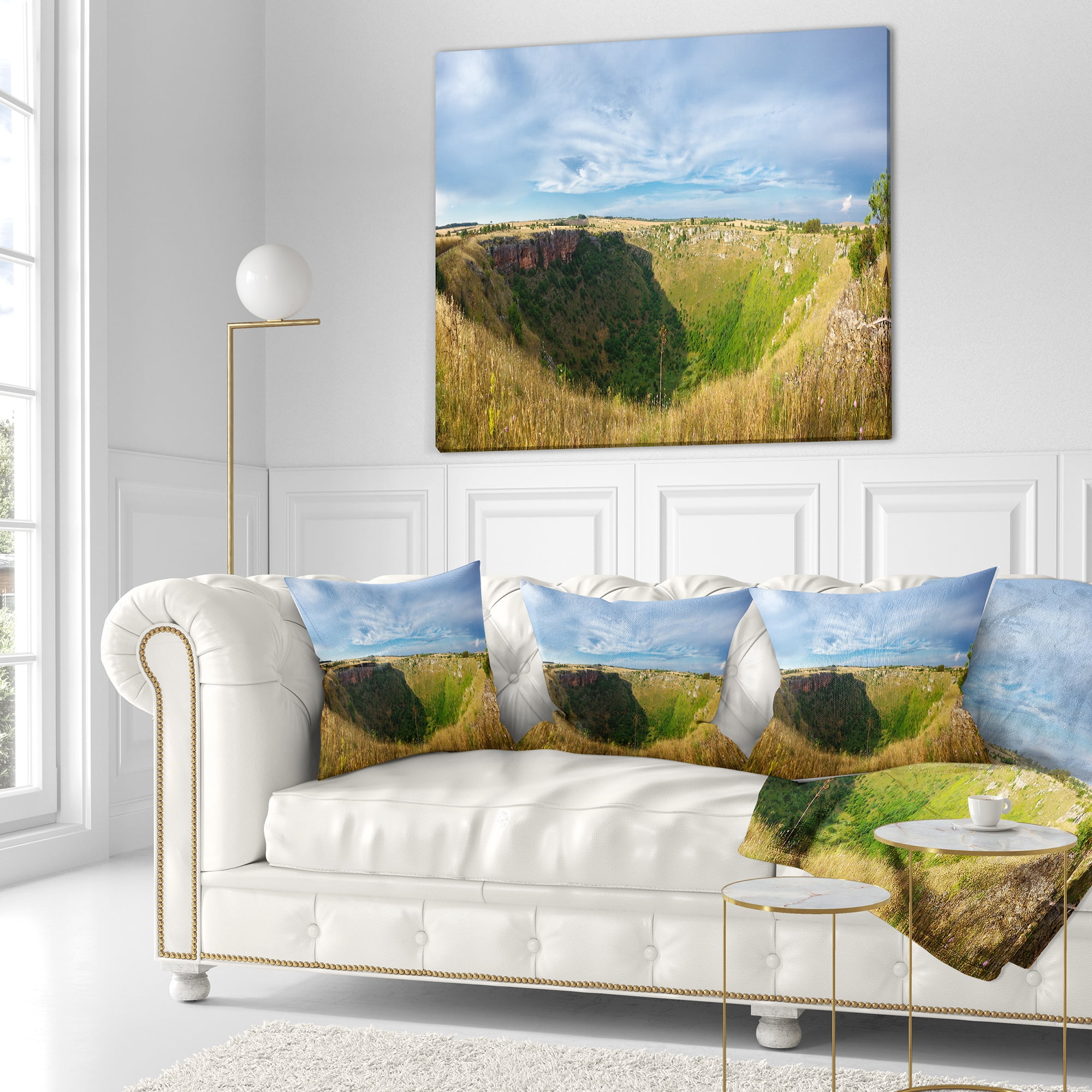 Designart Pulo Di Altamura Panorama - Landscape Printed Throw Pillow - 18x18