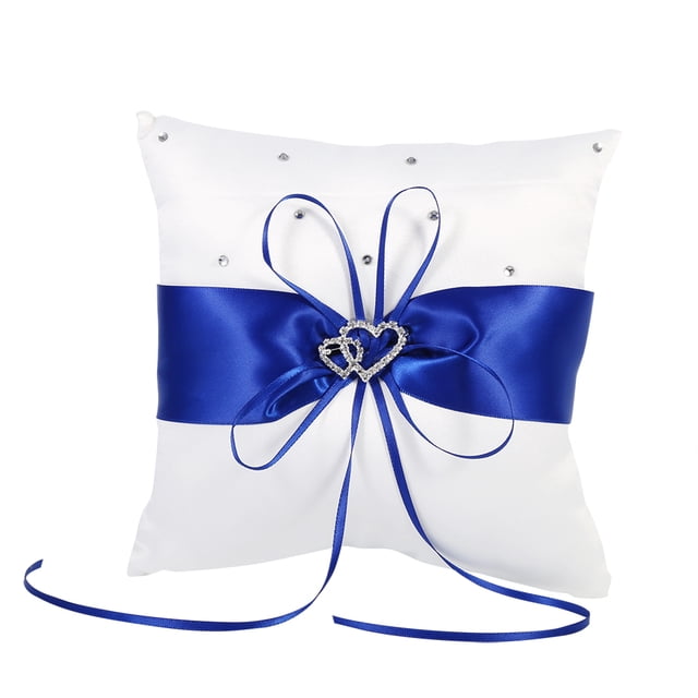 Samfox Pillow, Pillow Cushion With Bowknot Stain Double Hearts Pillow(Blue)