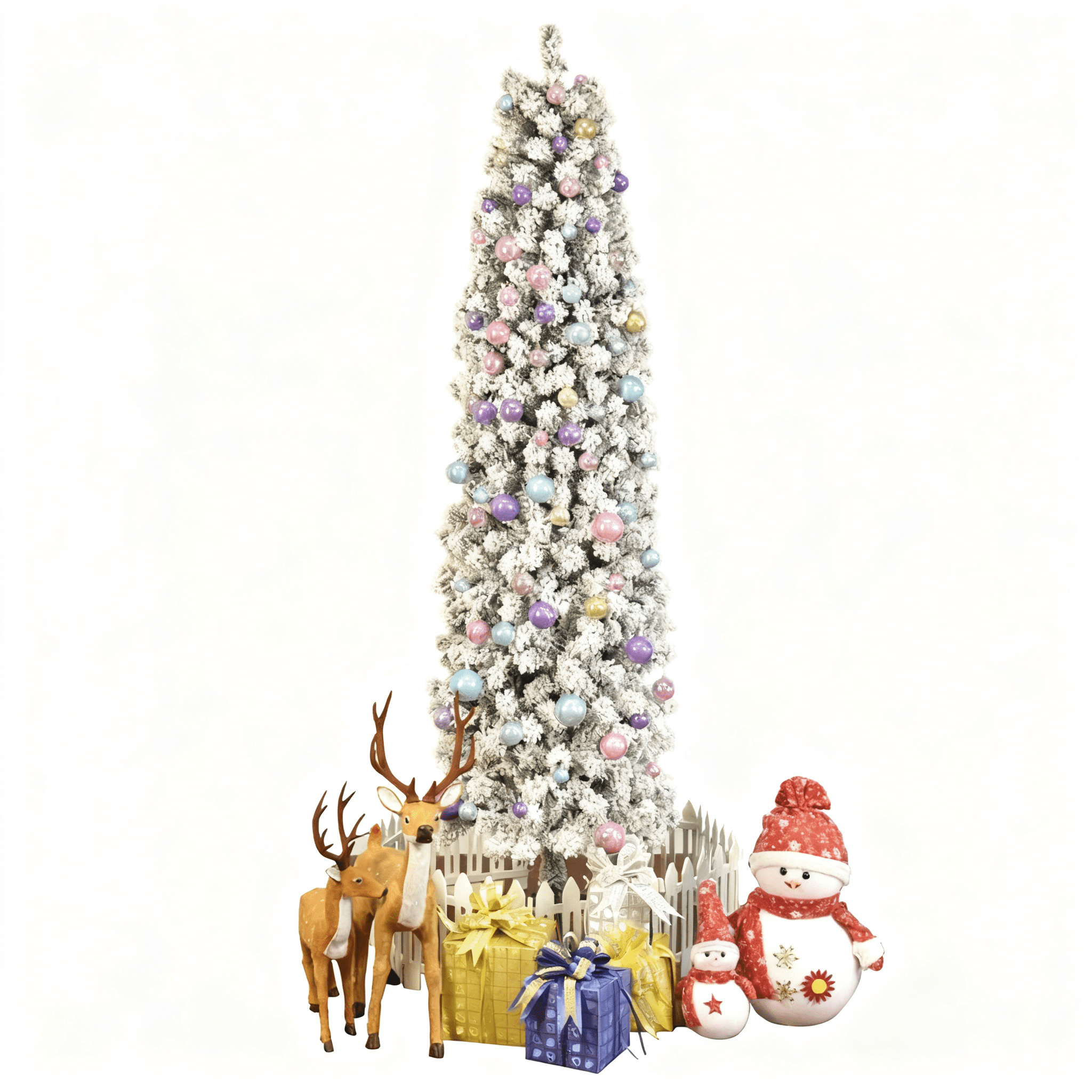 7.5ft Pencil Flocking Christmas Tree