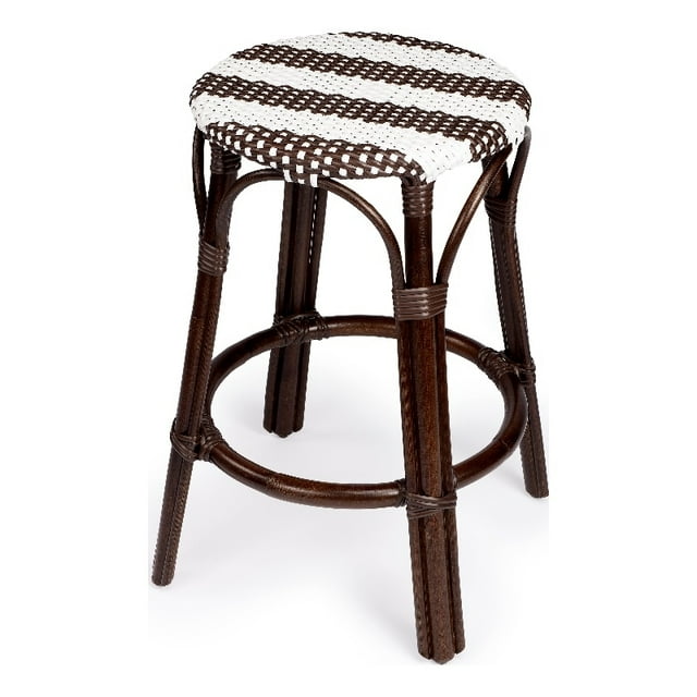 Butler Specialty Company Tabouret Rond en Rotin de 24 Po - Blanc et Marron