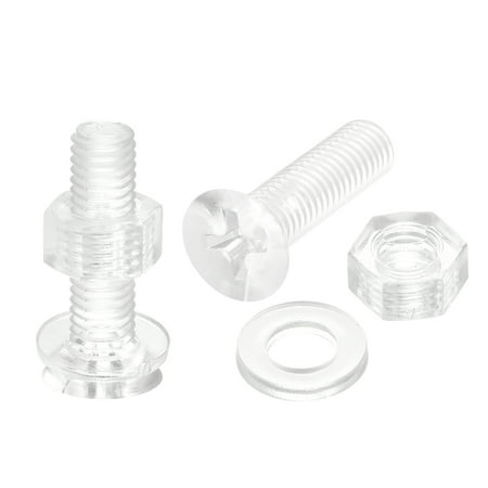 

Uxcell M5 x 20mm Plastic Phillips Machine Screws with Nuts and Flat Washers PC Flat Head Machine Bolts 20 Sets