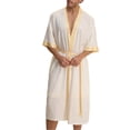 thumbnail image 6 of WAGUTH Mens Bathrobe Set Satin Printed Kimono Robe & Shorts with Belt Lightweight Soft Loungewear, 6 of 6