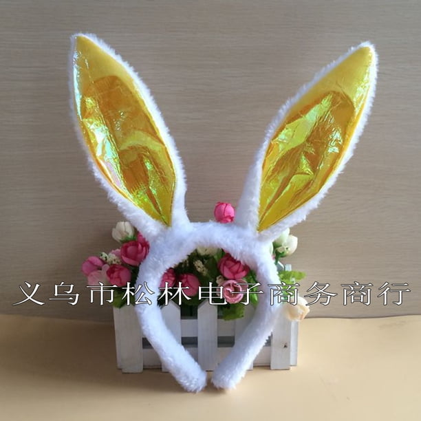 Diadema de conejo de peluche navideño para fiesta de Halloween, discoteca, con orejas de conejo de alambre, joyería para la cabeza