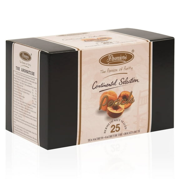 Premiers Peach Flavored Tea,Continental Selection Tea  Bags, 25 Count 1.75 oz (50g)