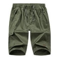 thumbnail image 4 of HIMONE Men Cargo Pants Cotton Drawstring Elastic Waist Casual Loose Plus Size Shorts for Summer, 4 of 4