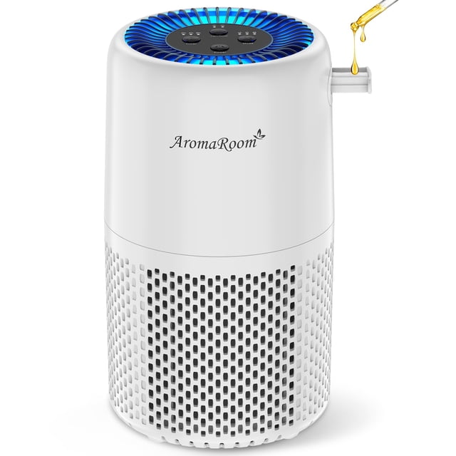 Air Purifier for Home Bedroom, AromaRoom H13 HEPA Air Filter For Smoke Pollen Dander Hair Smell Air Cleaner, 3-in-1 Filter with S