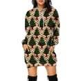 thumbnail image 5 of Vestido con capucha navideño Vestido con capucha de longitud media para mujer con impresión digital 3D, 5 of 5