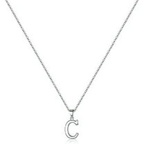 PULABO Jewelry Initial Pendant Necklace for Men Womens, 925 Sterling Silver Letter Capital Necklace Alphabets from A-Z Figaro Chain Necklace