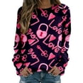 thumbnail image 3 of Women Valentines Sweatshirt Casual Love Theme Long Sleeve Crewneck Hoodless Tops Loose Comfortable Daily Loungewear Cute Sweatshirts for Women, 3 of 6