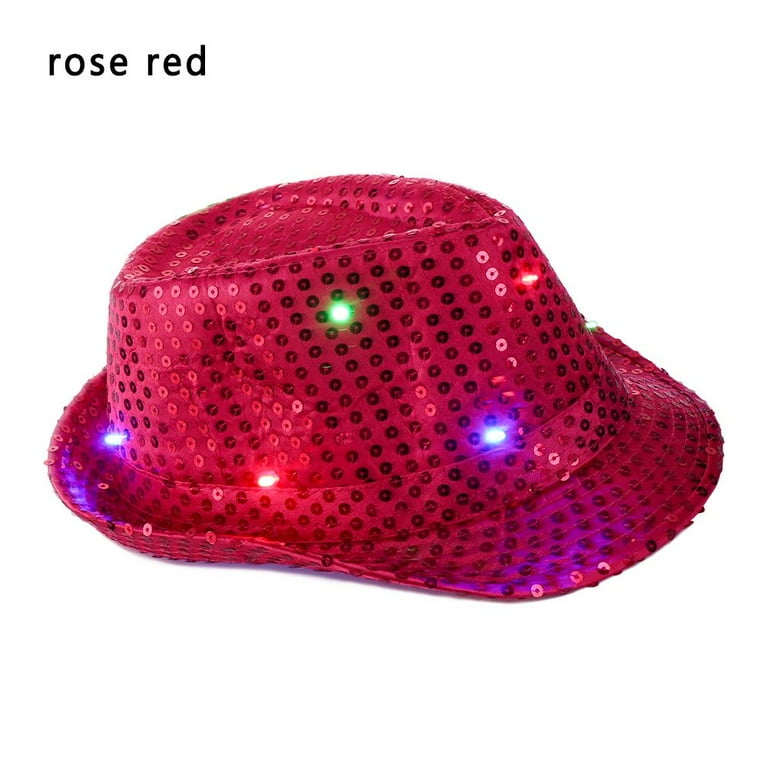 Light Up Sequin Trilby Hat Adult Pink Light Up Sequin Trilby Hat Adult Pink
