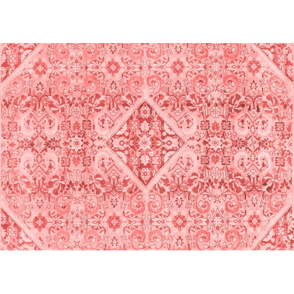 Ahgly Company Machine Washable Indoor Rectangle Abstract Red Modern Area Rugs, 7' x 9'