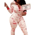 thumbnail image 1 of Qiylii Women's Christmas Romper, Elastic Letter Print Home Wear Sleeping Jumpsuit, 1 of 4