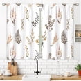 thumbnail image 6 of Tan Leaf Small Kitchen Curtains Botanical Window Treatment Plant Floral Rod Pocket Cafe Short Window Curtains for Bathroom Dining Laundry Room Flower Fall Tier Treatment Drapes 27.5x39 inch, 6 of 6