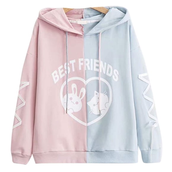 CRB Fashion Cosplay Anime Bunny Emo Girls Cat Bear Ears Emo Bear Top Best Friends Shirt Pullover Sweater Hoodie