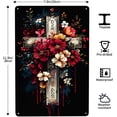thumbnail image 3 of Flower Cross Metal Wall Sign, Vintage Iron Hanging Plaque Decor, 8 x 12 Inch, Pre-Drilled with Rounded Corners, 3 of 6