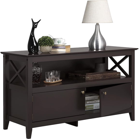 Bilot Sideboard Cabinet with Storage, Cupboard Table with 2 Cabinets and 1 Open Shelf for Kitchen Dinning Room Living Room, Espresso