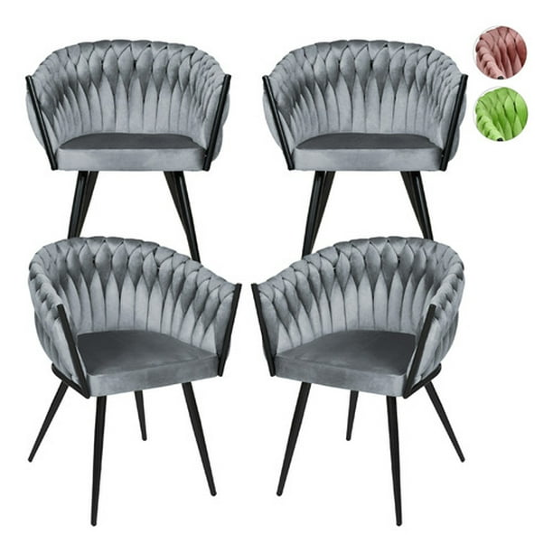 Set de 4 Sillas de Comedor Tejidas Modernas Elegantes Houzer
